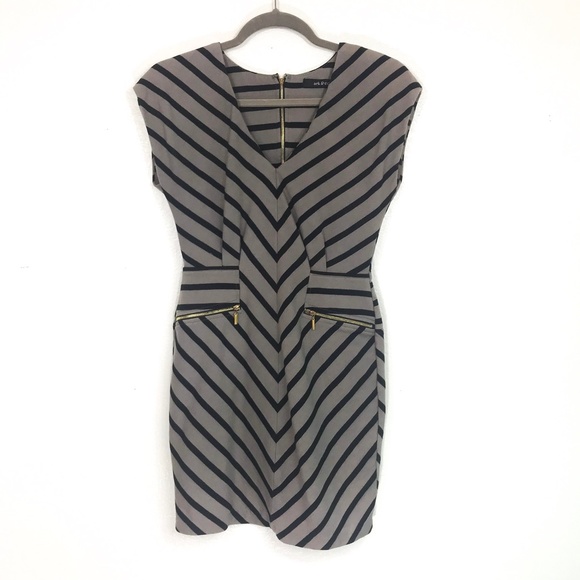 Ark & Co Dresses & Skirts - Ark & Co Black and Tan Striped Sheath Dress S
